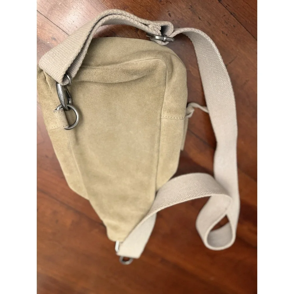 FREE PEOPLE Hudson Suede Sling Bag Taupe Tan Crossbody Backpack Travel Festival